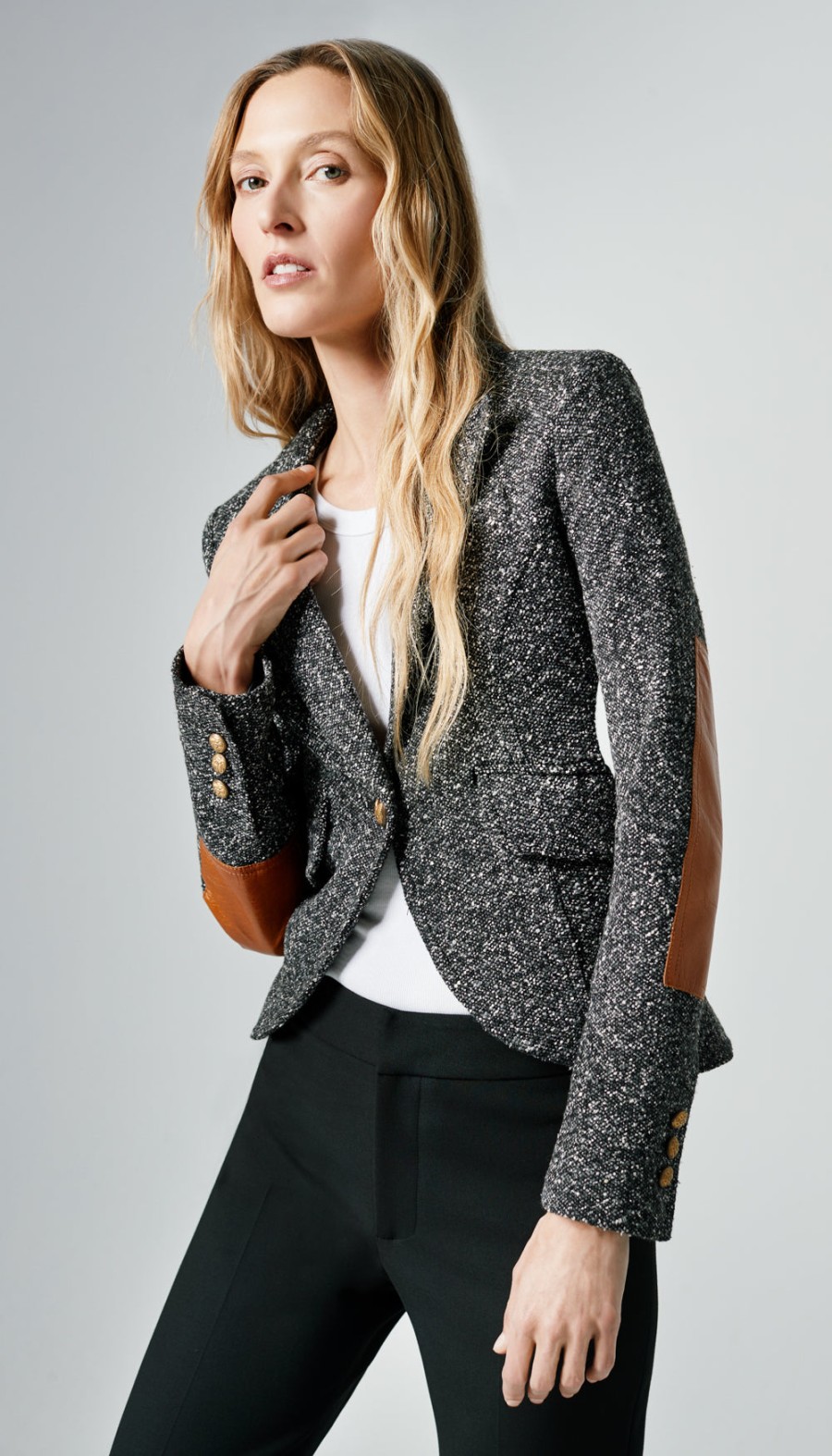 Blazers ShopSmythe | One Button Blazer W/ Rectangle Elbow Patch