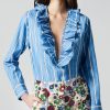 Tops ShopSmythe | Deep V Ruffle Blouse